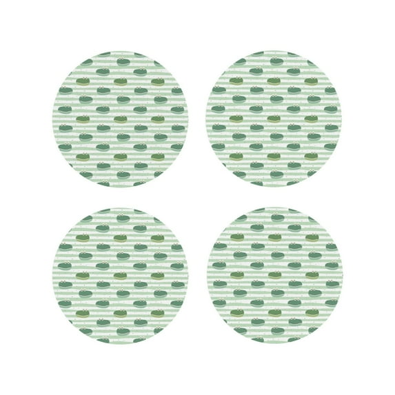 Naloa Cute Crocodile Leather Coasters for Drinks, Durable Drink Coasters 4 Set for Tabletop Protection, Luxurious Home Décor and Housewarming Gift ( {designName})Round Shape