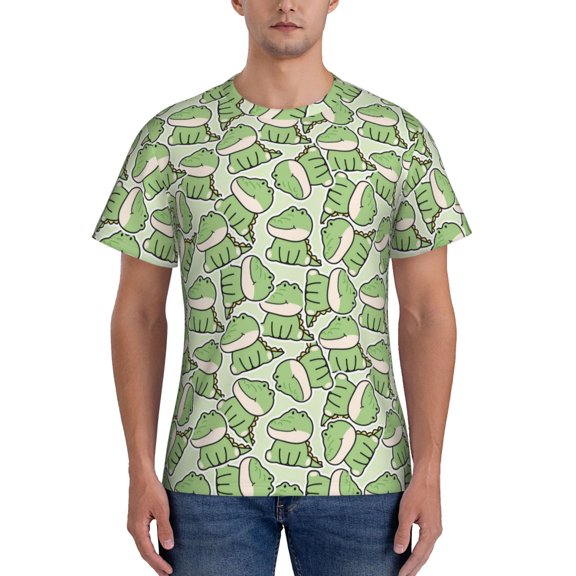 Naloa Cute Crocodile Men's T-Shirt Sport T-shirt Men's Basic Tee Casual Men's Shirt, Round Neck, Short Sleeves - 3X-Large