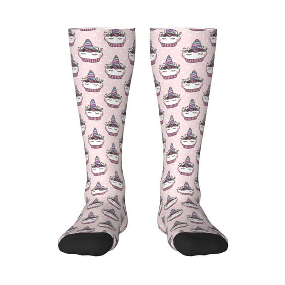 Naloa Cute Cupcake Thigh High Socks Extra Long Stretchy Sock Women Over Knee High Opaque Stocking Daily Wear