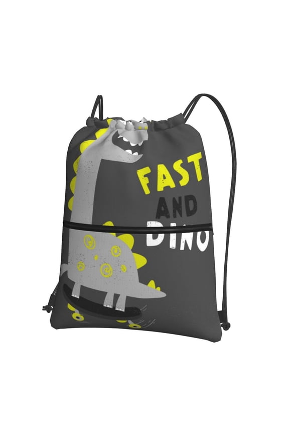 Cute Dinosaur Drawstring Backpack String Bag Cinch Water Resistant for Gym Shopping Sport Yoga