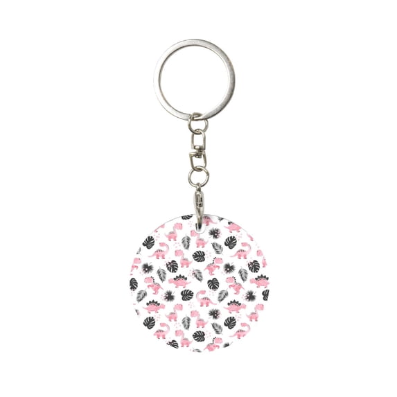 Naloa Cute Dinosaur Print Round Keychain Keychain Key Ring, Key Tag, Key Chain Bulk for Gift Accessories (Round)