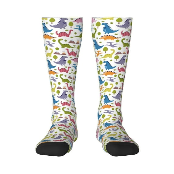 Naloa Cute Dinosaur Thigh High Socks Extra Long Stretchy Sock Women Over Knee High Opaque Stocking Daily Wear