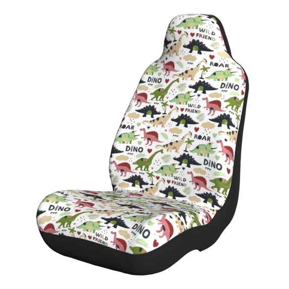 Naloa Cute Dinosaurs Car Seat Covers 2PCs Front Car Seat Covers Universal fit for Most Cars SUVs and Trucks - 2 PCS