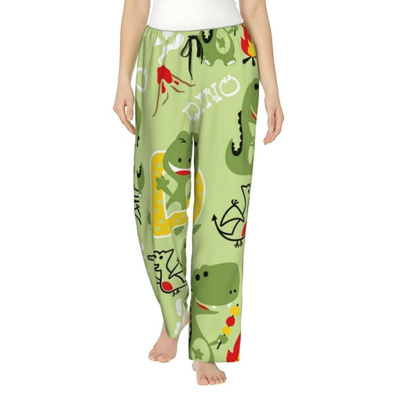 Naloa Cute Dinosaurs Cartoon Print Women’s Ultra-Soft Comfy Pajama Lounge Pants with Pockets & Drawstring