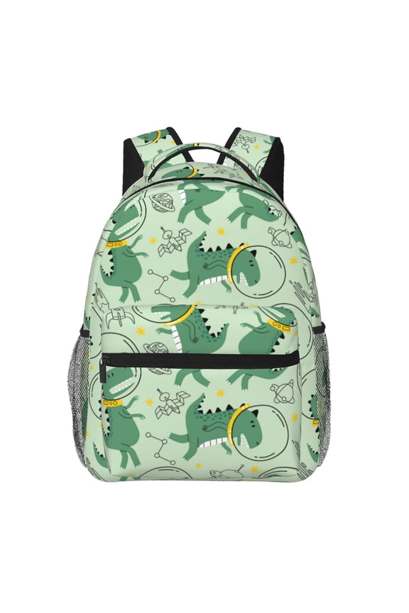 Cute Dinosaurs in Space Print Solid Color Tie Formal Necktie for MenSuitable for business, daily life, work