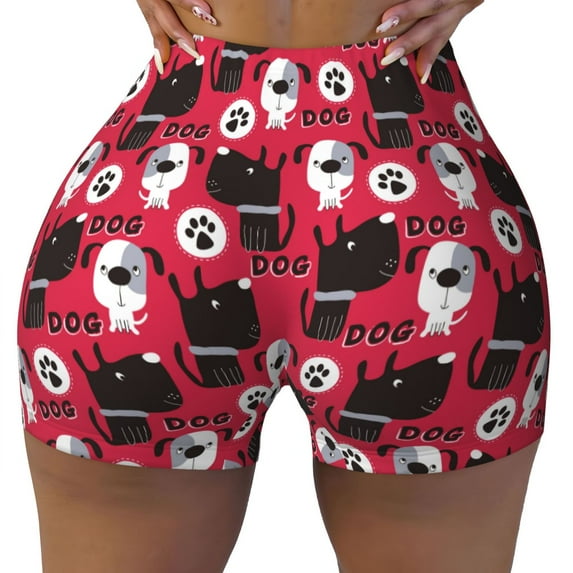 Naloa Cute Dog Biker Shorts for Women Seamless Scrunch Short Women’s Yoga Shorts for Gym Running Sport Shorts - Medium