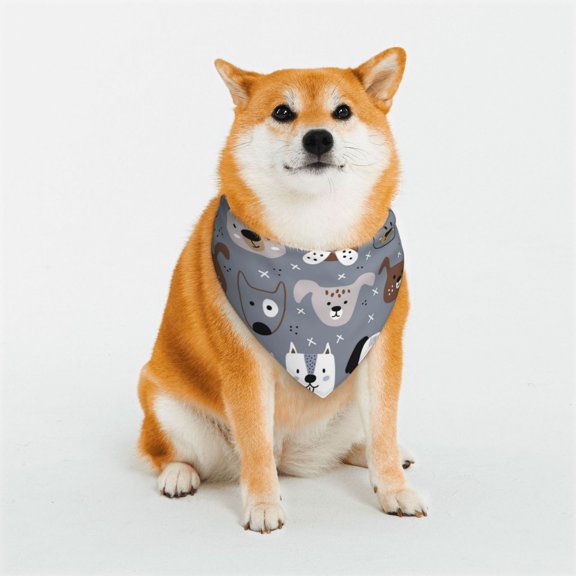 Naloa Cute Dog Faces Dog Bandana Large and Small-Dog Scarf Bib Handkerchief Accessories for Dogs and Cats(S-L)-Large