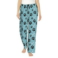 thumbnail image 1 of Naloa Cute Dog Footprints Print Women’s Ultra-Soft Comfy Pajama Lounge Pants with Pockets & Drawstring, 1 of 1