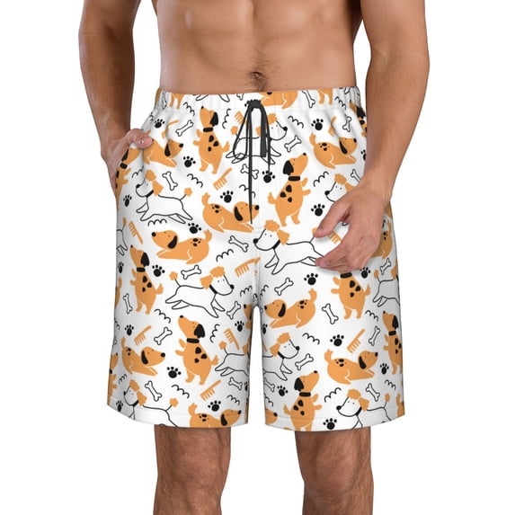 Naloa Cute Dog Men's Beach Shorts, Surfing shorts, Swim trunks, Quick Dry Swim Trunks for Surfing Beach Fun - XX-Large