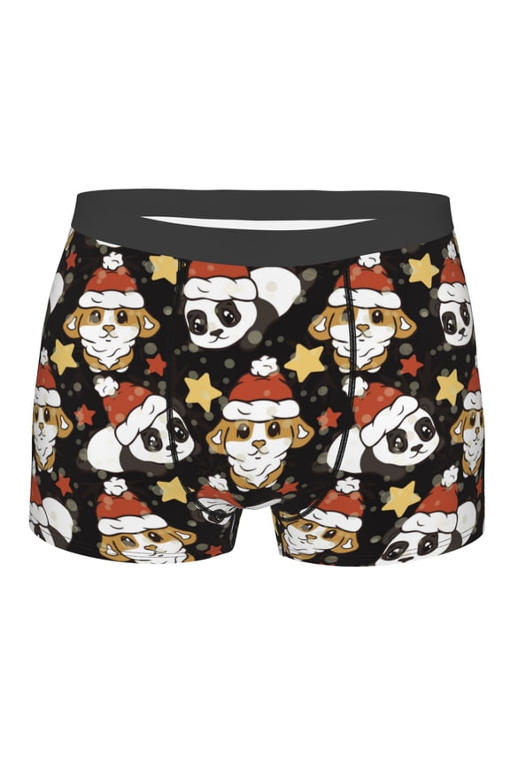 Cute Dog Panda Print Mens Underwear - Boxers for Men, Classic Briefs for Men