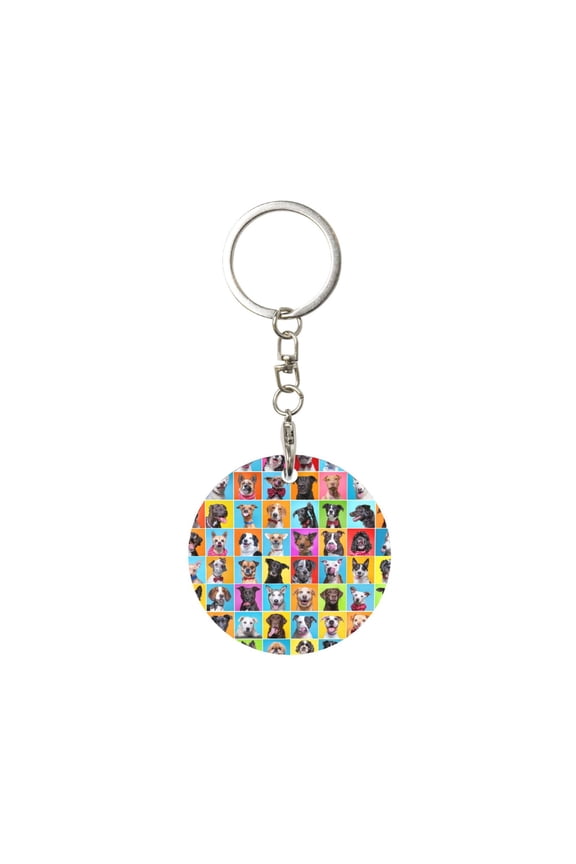 Cute Dogs Collage Print Round Keychain Keychain Key Ring, Key Tag, Key Chain Bulk for Gift Accessories (Round)