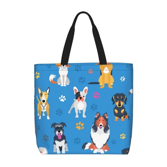 Naloa Cute Dogs Tote Bag for Women, Foldable Tote Bag With Zipper, Large Shoulder Bag, Top Handle Handbag for Travel, Work, Shopping