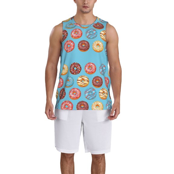 Naloa Cute Donut Basketball Jersey Reversible Men's Mesh Athletic Sports Shirts Training Practice S-4XLMedium