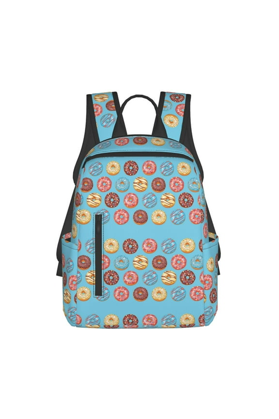 Cute Donut Print Lightweight DayBackpack Suitable for school, work, shopping, travel, etc.