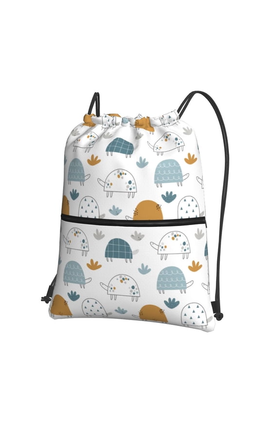 Cute Doodle Turtles Drawstring Backpack String Bag Cinch Water Resistant for Gym Shopping Sport Yoga