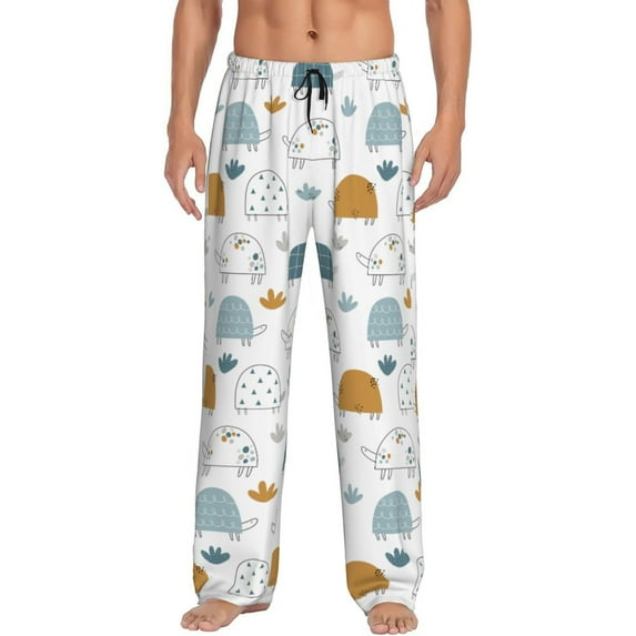 Naloa Cute Doodle Turtles Pajama Pants Men, PJ Bottoms, Sleep & Lounge Pants-Medium