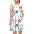 thumbnail image 1 of Naloa Cute Doodle Turtles Print Womens Summer A-Line Dress with Pockets,Short Sleeve Dresses,Flowy Beach Swing Dress for Vacation Travel, 1 of 6