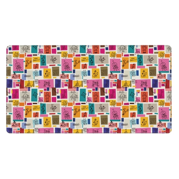 Naloa Cute Doodles Gaming Mouse Pad Large Mouse Mat Long Extended Desk Pad Non-Slip Rubber Mice Pads Stitched Edges Thin Pad (16x29.5 Inch)