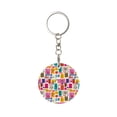 thumbnail image 1 of Naloa Cute Doodles Print Round Keychain Keychain Key Ring, Key Tag, Key Chain Bulk for Gift Accessories (Round), 1 of 7