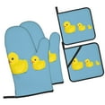 thumbnail image 1 of Naloa Cute Ducky Oven Mitts and Pot Holders 4 pcs Set, Cooking Baking Grilling Kitchen Oven Glove for Cooking, 1 of 6