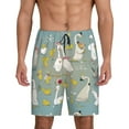 thumbnail image 1 of Naloa Cute Farm Birds Men's Short Pajama Pants, Lounge Comfort Shorts with Elasticized Waistband and Side Pockets - Small, 1 of 9