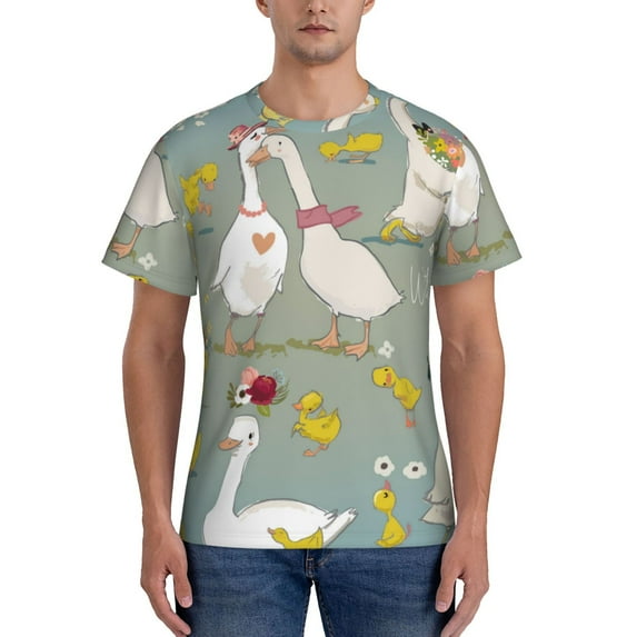 Naloa Cute Farm Birds Men's T-Shirt Sport T-shirt Men's Basic Tee Casual Men's Shirt, Round Neck, Short Sleeves - Large