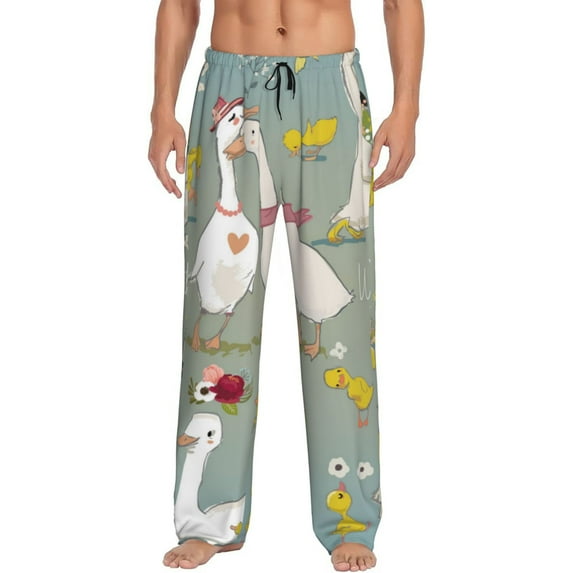 Naloa Cute Farm Birds Pajama Pants Men, PJ Bottoms, Sleep & Lounge Pants-Small