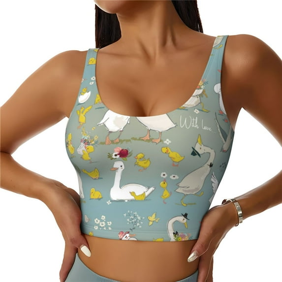 Naloa Cute Farm Birds Sports Bras for Women, High Support Bra with Removable Pads, Comfortable - Small