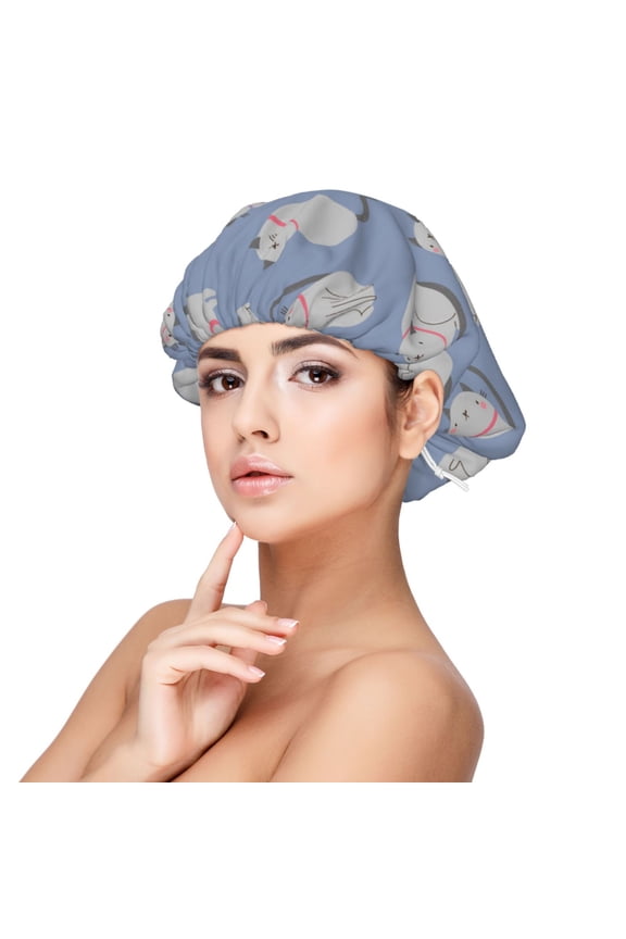 Cute Fat Cat Adjustable Hair Bonnet for Sleeping, Hair Wrap Sleep Cap Turban for Women Men, Curly Straight Hair Long Large Braid Unisex