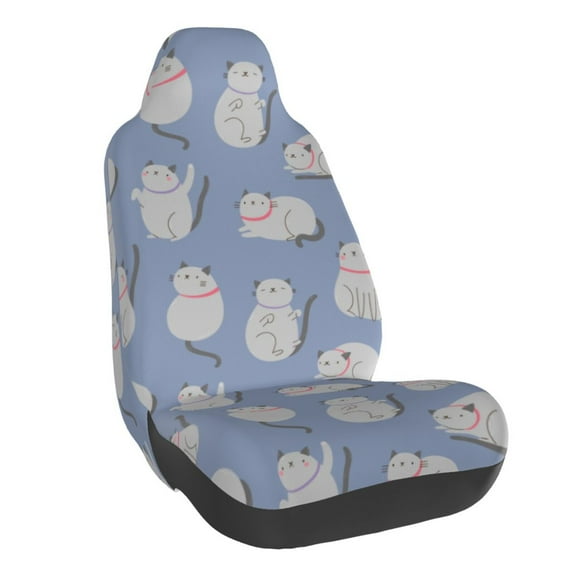 Naloa Cute Fat Cat Car Seat Covers Universal Front Seat Coves for Car Accessories ,Padded Car Covers for Automotive, SUV, Truck, and Van