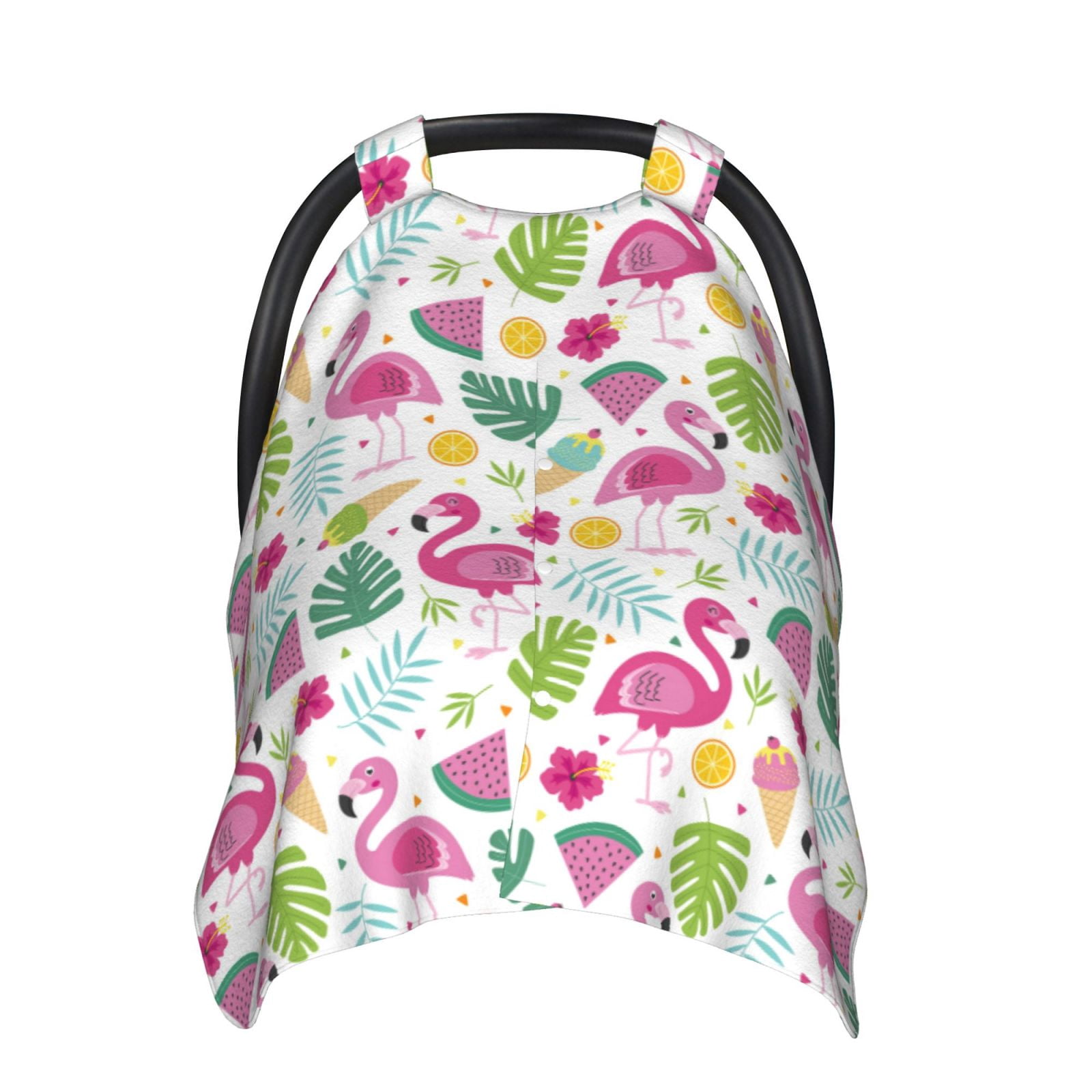 Naloa Cute Flamingo Baby Car Seat Cover, Breathable Baby Carrier Cover, Multiuse Baby Carrier Cover & Nursing Breastfeeding Cover
