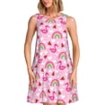 thumbnail image 1 of Naloa Cute Flamingo Print Women's Summer Spring Casual Beach Sundress,Vacation Sleeveless Tank Crewneck Loose Dresses, 1 of 7