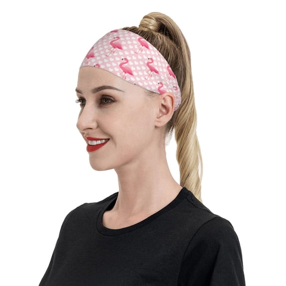 Naloa Cute Flamingo with Heart Fashionable Sport Sweatband for Running, Yoga, Basketball - Head Circumference 19.6-22.4 inches