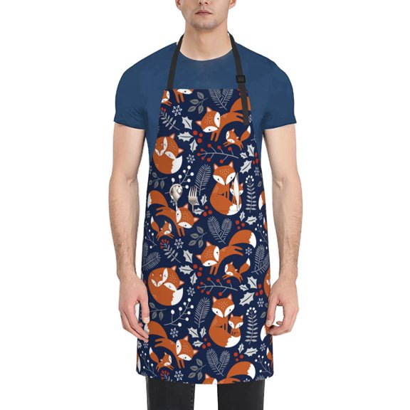 Naloa Cute Foxes Apron Kitchen Aprons with Pockets for Women Men Chef