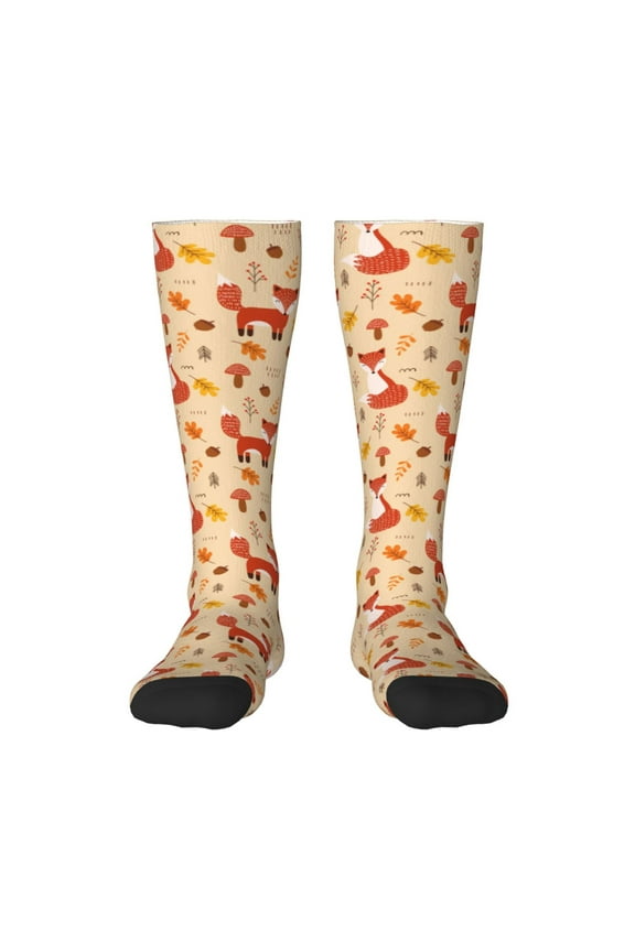 Cute Foxes Knee Socks, High Socks Long Stretchy Sock Women Knee High Stocking, Long Socks for Women