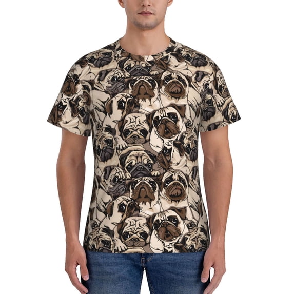 Naloa Cute French Bulldog Men's T-Shirt Sport T-shirt Men's Basic Tee Casual Men's Shirt, Round Neck, Short Sleeves - X-Large