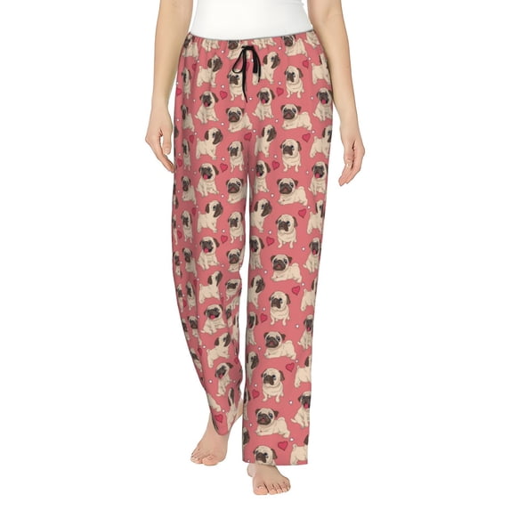 Naloa Cute French Bulldog Print Women’s Ultra-Soft Comfy Pajama Lounge Pants with Pockets & Drawstring