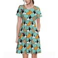 thumbnail image 1 of Naloa Cute French Bulldog Print Womens Summer A-Line Dress with Pockets,Short Sleeve Dresses,Flowy Beach Swing Dress for Vacation Travel, 1 of 6