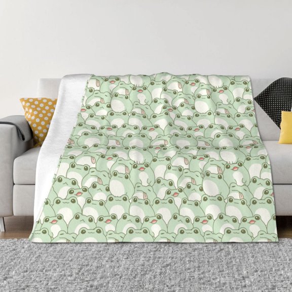 Naloa Cute Frog Flannel Blankets - Thick and Warm Blanket for Winter, Soft Fuzzy Plush King Blanket for All Seasons60"x50"