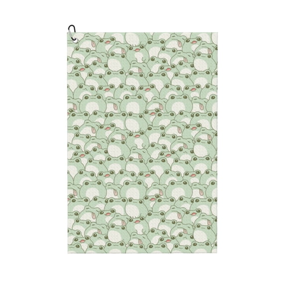 Naloa Cute Frog Golf Towel Golf Gift for Men and Women Golf Towel with Carabiner Clip to Quickly Remove Mud, Dirt and Sweat