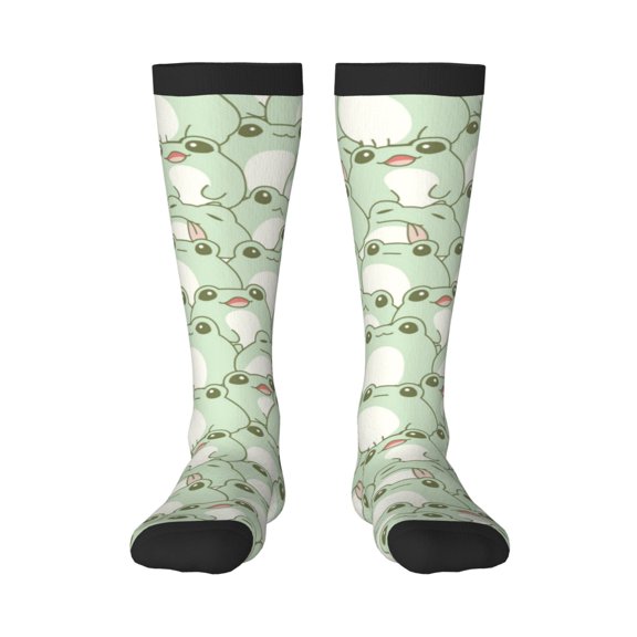 Naloa Cute Frog Thigh High Socks Extra Long Stretchy Sock Women Over Knee High Opaque Stocking Daily Wear