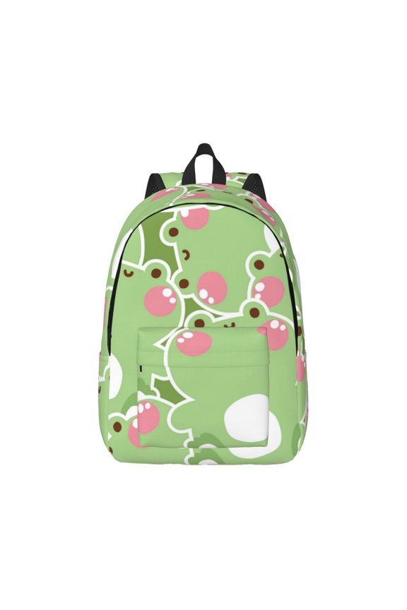 Cute Frog2 Canvas Backpack for Men Women Rucksack Casual Travel Daypack College Tote Satchel Bookbag for Teens-Small