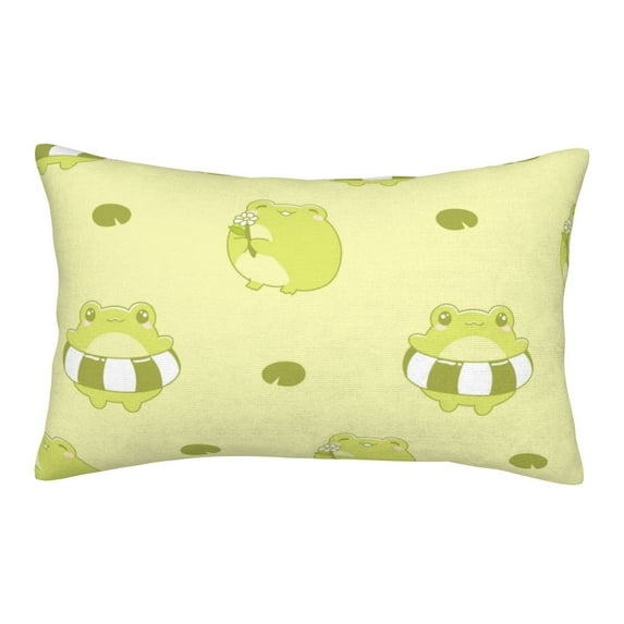 Naloa Cute Frog3 Pillowcase, Throw Pillowcase, Wrinkle-Free, Stain-Resistant with Hidden Zipper for Bedroom Sofa - 16"x24"