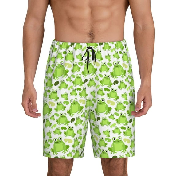 Naloa Cute Frogs Men's Short Pajama Pants, Pj Shorts, Lounge Comfort Shorts-Small