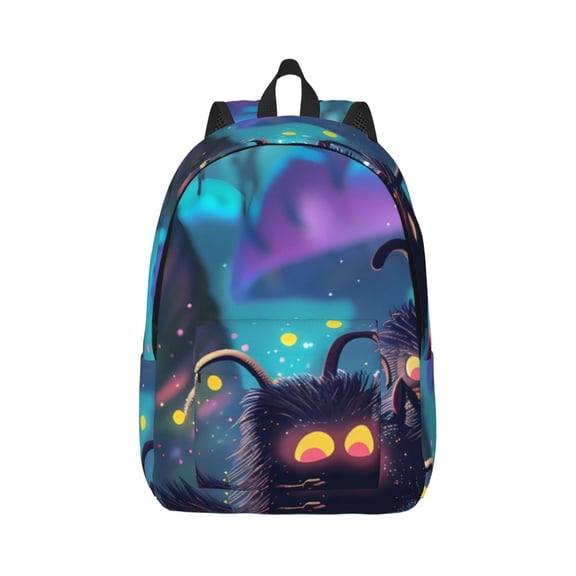 Naloa Cute Fuzzy Fantasy Creatures Canvas Backpack for Men Women Rucksack Casual Travel Daypack College Tote Satchel Bookbag for Teens-Small