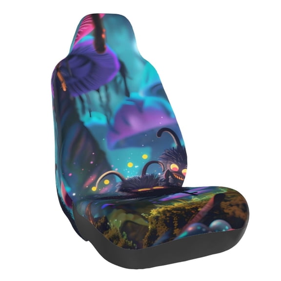 Naloa Cute Fuzzy Fantasy Creatures Car Seat Covers Universal Front Seat Coves for Car Accessories ,Padded Car Covers for Automotive, SUV, Truck, and Van