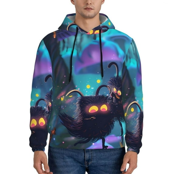 Naloa Cute Fuzzy Fantasy Creatures Men's Casual Hooded Collar Drawstring Hoodies Pullover Sweatshirts Casual Long Sleeve Shirts-X-Large