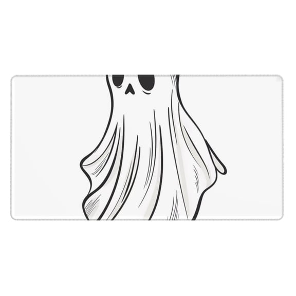 Naloa Cute Ghost Simple Drawing Gaming Mouse Pad Large Mouse Mat Long Extended Desk Pad Non-Slip Rubber Mice Pads Stitched Edges Thin Pad (16x29.5 Inch)