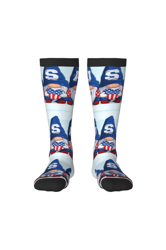 Cute Gnomes in USA Thigh High Socks Extra Long Stretchy Sock Women Over Knee High Opaque Stocking Daily Wear