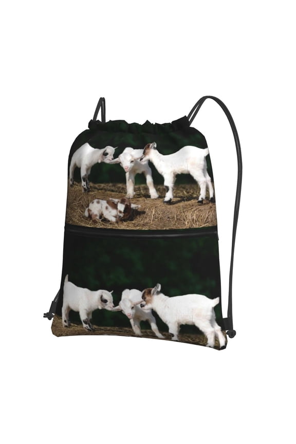 Cute Goat Baby Drawstring Backpack String Bag Cinch Water Resistant for Gym Shopping Sport Yoga